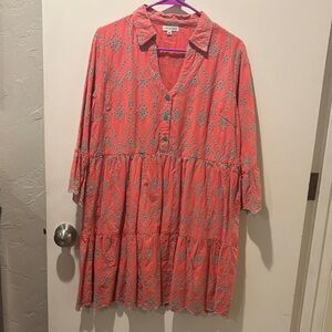 Coral Patterned Women's Dress